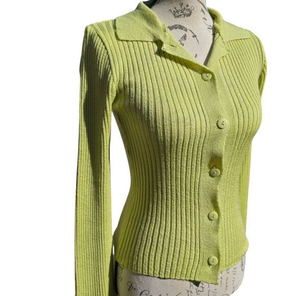 ASOS DESIGN sweater with collar in‎ green Women's size 2 - Picture 3 of 9